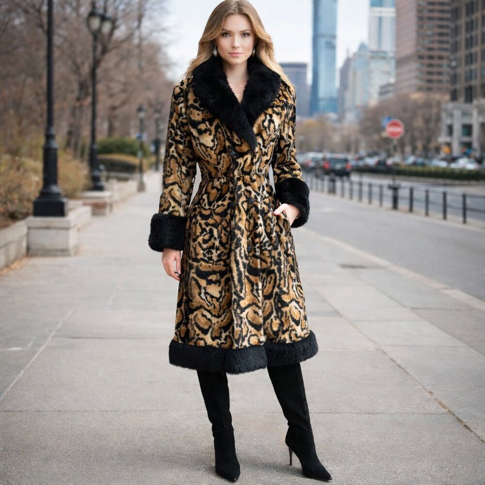 Vintage Irving Posluns Faux Fur + Real sheep fur Trim Penny Lane Coat S/M